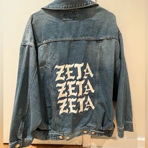 Zeta Tau Alpha Hand- painted oversized denim jacket